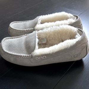 UGG Women’s ANSLEY SHEEPSKIN SUEDE SLIPPERS IN LIGHT GRAY SIZE 7